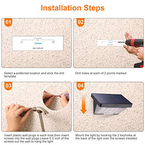 Solar Wall Lights Outdoor – Sunwind 2 Modes Microwave Radar Detective Waterproof Security Lights with Wide Angle Illumination for Front Door Garden Porch Patio Yard Deck Stairway Driveway (Black)
