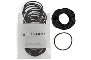 Heliums Thin Hair Elastics - Black - 2mm Hair Ties for Fine Hair, 40 Count, 4.5cm Diameter, Medium Hold Ponytail Holders
