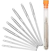 Hekisn Large-Eye Blunt Needles, 9 Piece Stainless Steel Yarn Knitting Needles, Sewing Needles, Crafting Knitting Weaving Stri