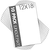 Mat Board Center, Pack of 10 12x18 White Uncut Mat Boards, Acid-Free Backing Matte Boards for Frames, Prints, Photos, Pictures