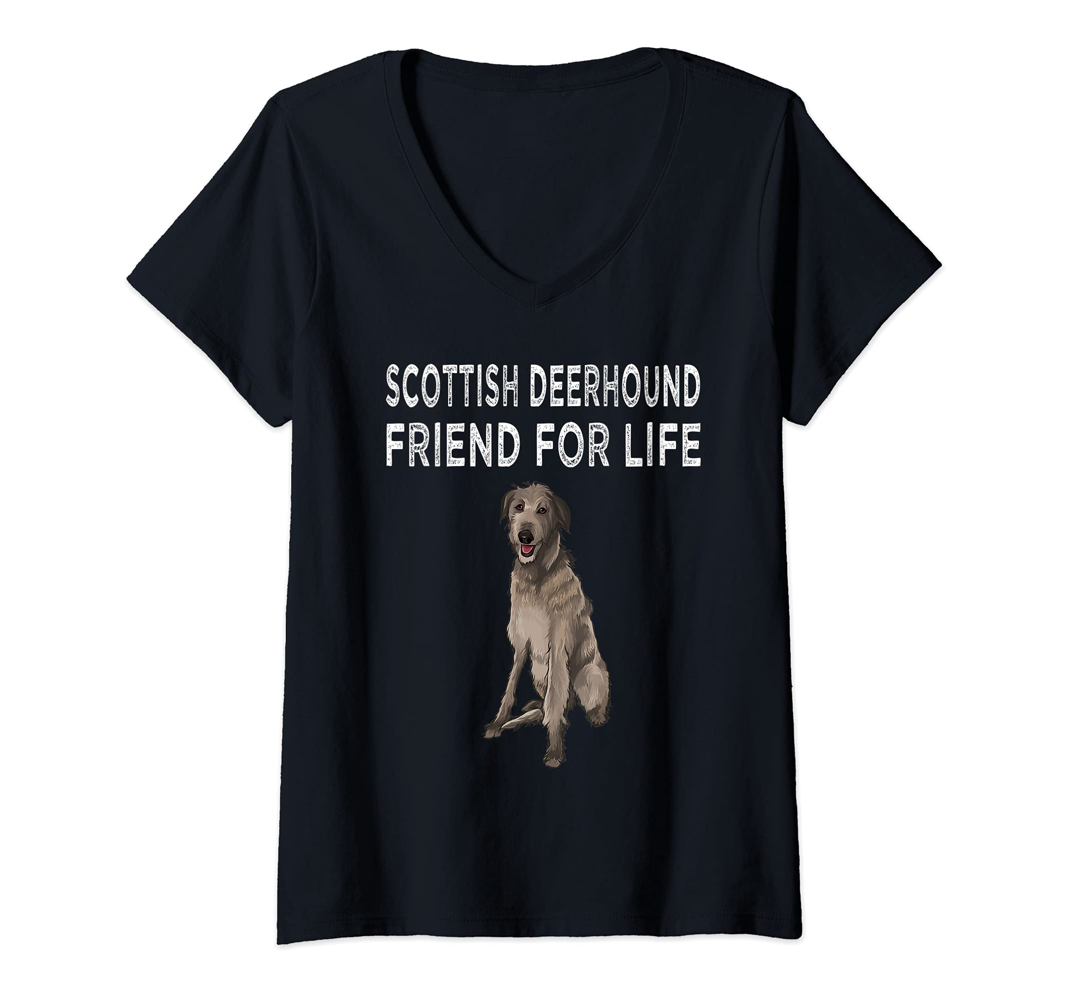 Womens Scottish Deerhound Friend For Life Dog Friendship V-Neck T-Shirt