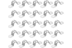 uxcell 25Pcs Rigid Pipe Strap Fit 1/2 Inch (12mm) Tube OD, 2 Holes Stainless Steel Tension Tube Clamp, U Bracket Tube Clip fo