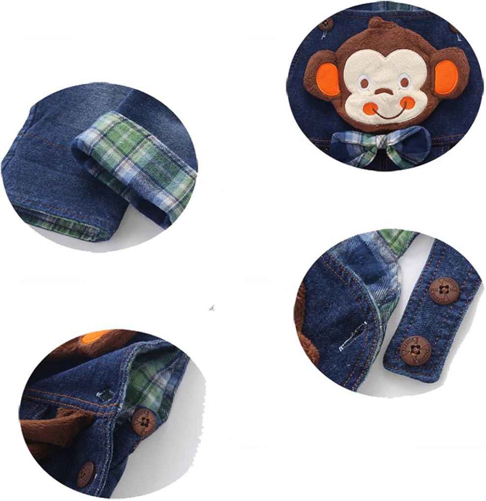 Kidscool Baby & Little Boys/Girls Cotton 3D Cartoon Monkey Denim Overalls: Clothing
