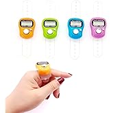 JZK 4X LCD Display Digital Finger Tally Counter clicker, Electronic Stitch Counter for Knitting, Crochet Row Counter Ring, Pl