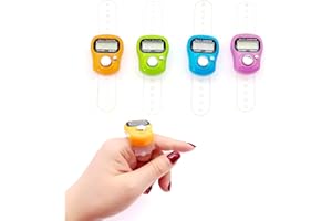 JZK 4X LCD Display Digital Finger Tally Counter clicker, Electronic Stitch Counter for Knitting, Crochet Row Counter Ring, Pl