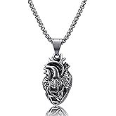 Plikin Heart Anatomy Necklace Stainless Steel Pendant Human Organ Biology Medical Necklaces Nurse