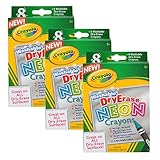 Crayola Whiteboard Dry Erase Neon Washable Erasable Crayons, Set of 24