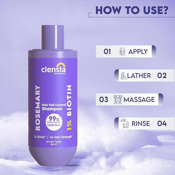 CLENSTA ROSEMARY ANTI HAIR LOSS SHAMPOO | 8.45 FL OZ (250ML) | STRENGTHENS HAIR & ADDS SHINE | WITH BIOTIN FOR HAIR GROWTH | SULFATE FREE | FOR MEN & WOMEN