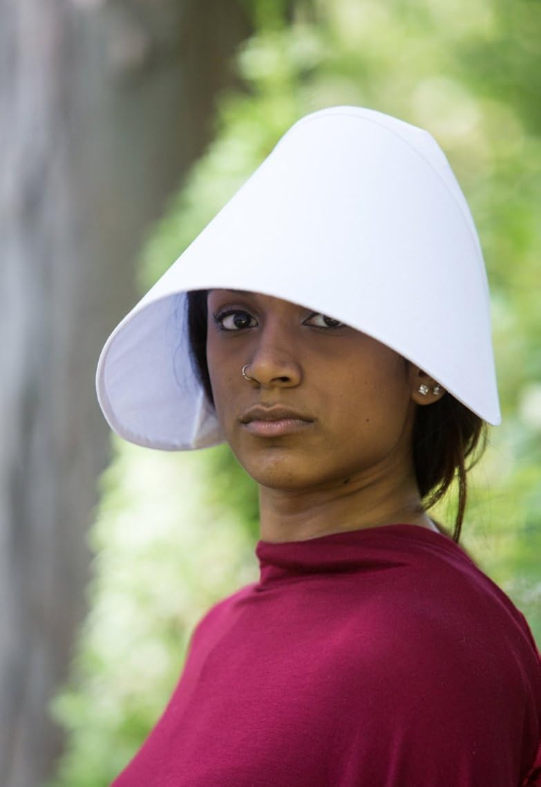 Ann Arbor T-shirt Co. Handmaid's Bonnet | Historic Costume Wings Cotton Handmaiden Cosplay Hat White: Clothing
