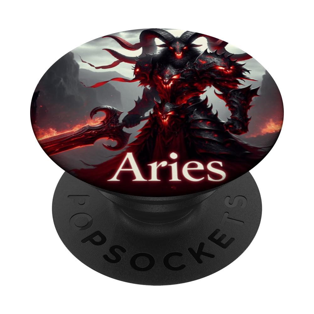 Medieval Aries Ram Demon Warlord Scifi Dark Fiction Graphic PopSockets Swappable PopGrip