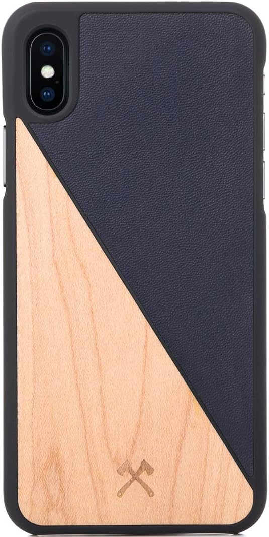 Woodcessories - Case compatible with iPhone X/Xs, made of real wood, EcoCase Split (Maple/Blue)