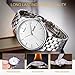 BUREI Men's Dress Wrist Watches with White Dial Day Date Canlendar and Stainless Steel Bracelet