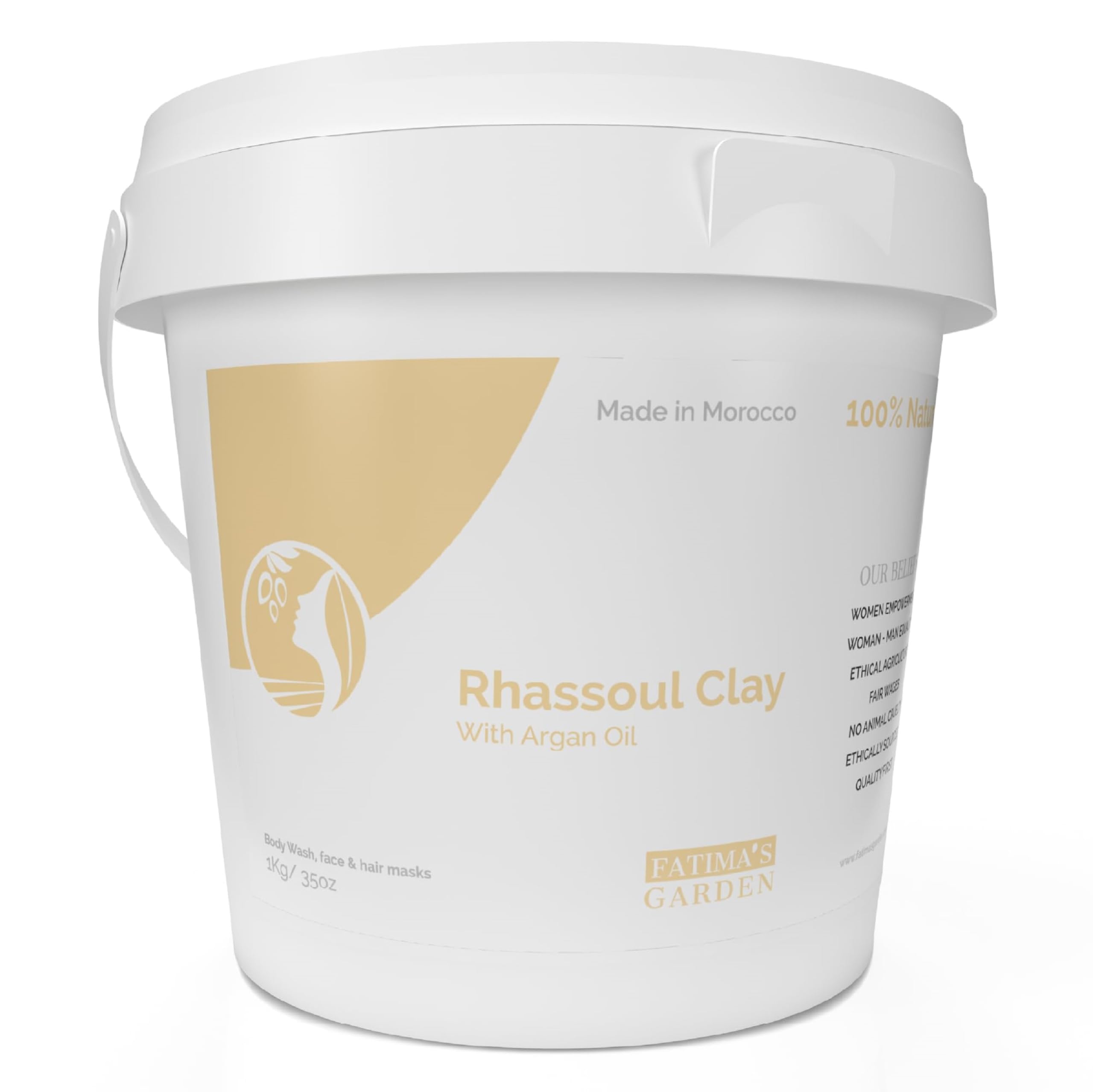 Fatima's Garden Rhassoul Clay with Argan & Eucalyptus - Detox & Soften, 1Kg