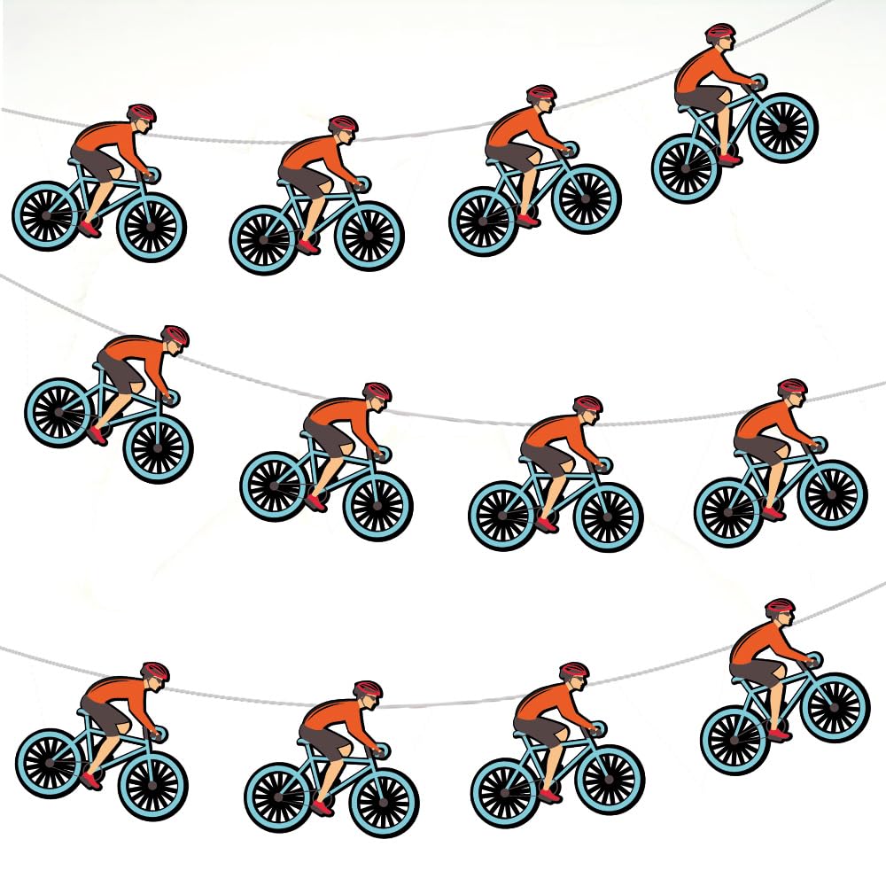 AK Giftshop Cycling Cyclist Bunting Party Decorations - 12pcs / 2.5m Ribbon