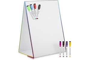 DASKID Magnetic Tabletop Easel & Whiteboard Drawing Easel For Kids, Adults, (2 Sides) Perfect for Home, School, & Office, Includes: 8 Dry Erase Markers. Drawing Art Dry Erase White Board Educational Kids Toy