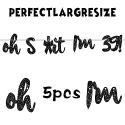 Oh I’m 39! Banner Backdrop Glitter Black Hallo
