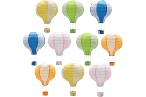 KAXIXI Hanging Hot Air Balloon Paper Lanterns Reusable Chinese Japanese Party Decorations Wedding Birthday Anniversary Christmas Engagement, Set of 10