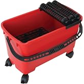 RUBICLEAN Triple SuperPro Grout Bucket System &ndash; Lightweight, Durable Washboy with 3 Spiral Rollers, 5.3 gal Capacity, Wheels, and Carry Handle &ndash; Ideal for Tile Installation and Cleaning