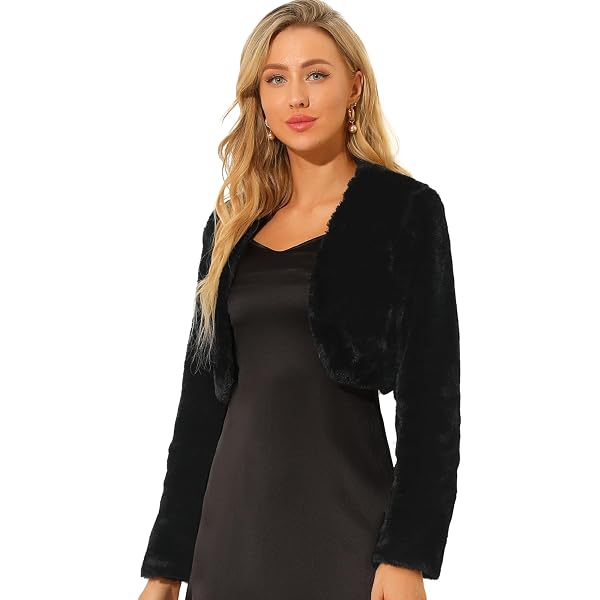Amazon.com: EASEDAILY Women Fur Shrug Bolero Jackets for Evening Dresses  Long Sleeve Party Shrugs Open Front Cardigan Cover Up for Bride (B-white,  US 4-14(S)) : Clothing, Shoes & Jewelry