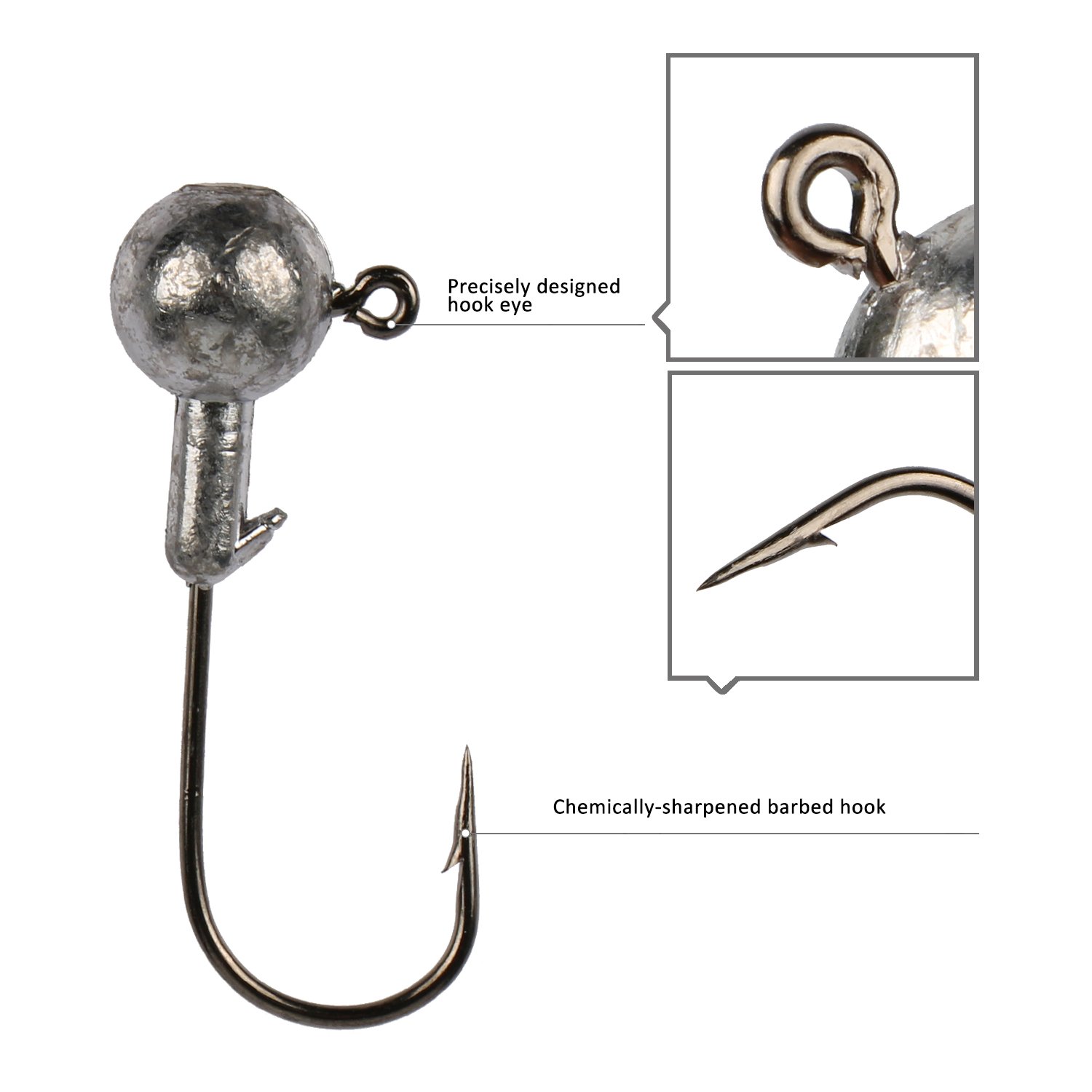 Goture Jig Hooks Set Kit With Fishing Tackle Box Fish Head Hooks (1g 50PCS)