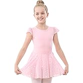 Stelle Ballet Leotards for Girls Dance Leotard with Skirt Toddler Pink Ballet Outfit Ruffle Sleeve Kids Dance Dress