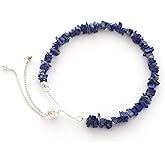 LUSTRE AND LIGHT Natural Rough Lapis Lazuli Bolo Bracelet for Women in Sterling Silver, September Birthstone Jewelry Gifts for Her Birthday, Anniversary, Graduation, Christmas (Beads, Box-Chain)