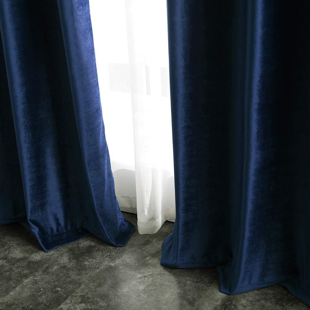 MIULEE Navy Blue Velvet Curtains for Bedroom 2 Panel Set 88 Inch Drop Curtains - Image 4