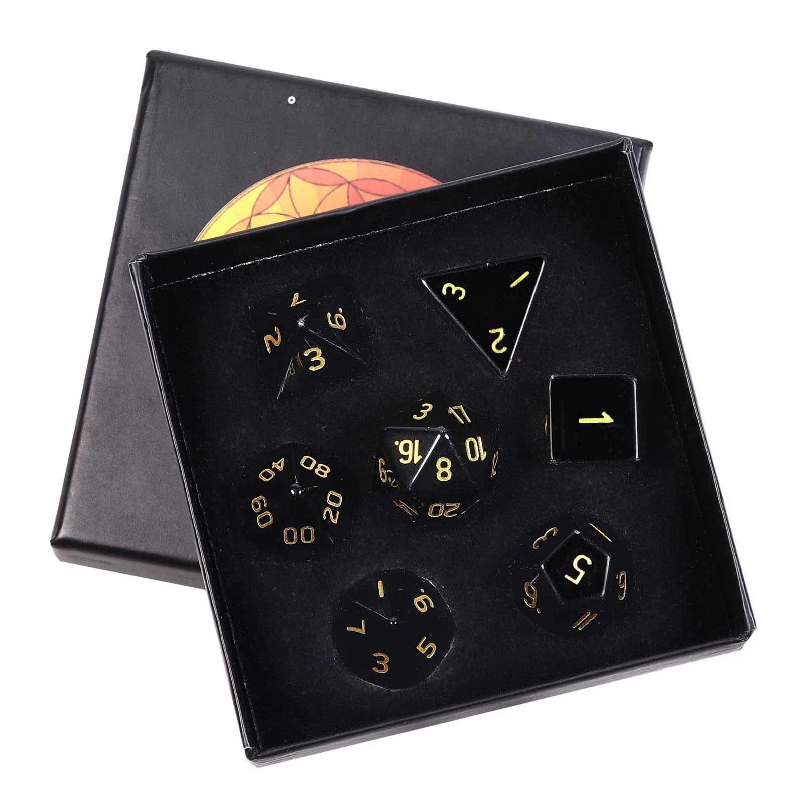 KYEYGWO Obsidian Stone Crystal Polyhedral Dice Set, 7 Pieces Gemstone Dice for Dungeons and Dragons RPG DND, DND Gifts for Men Women — image 1
