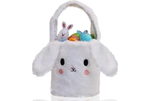 DELYTID Easter Baskets for Boys, Bunny Easter Basket for Kids, Girls, Toddlers, Baby, Teens with Rabbit Ear, Easter Buckets for Kids with Handle for Egg Hunts, Large Bunny Easter Bag Gifts for 1-15 Years