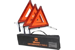 iMonse Warning Safety Triangle Kit, Emergency Roadside Warning Reflective Triangle, Foldable with Storage Case for Roadside Breakdowns Emergenc 3 Pack
