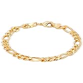 Barzel 18K Gold Plated Figaro Bracelet - Made In Brazil