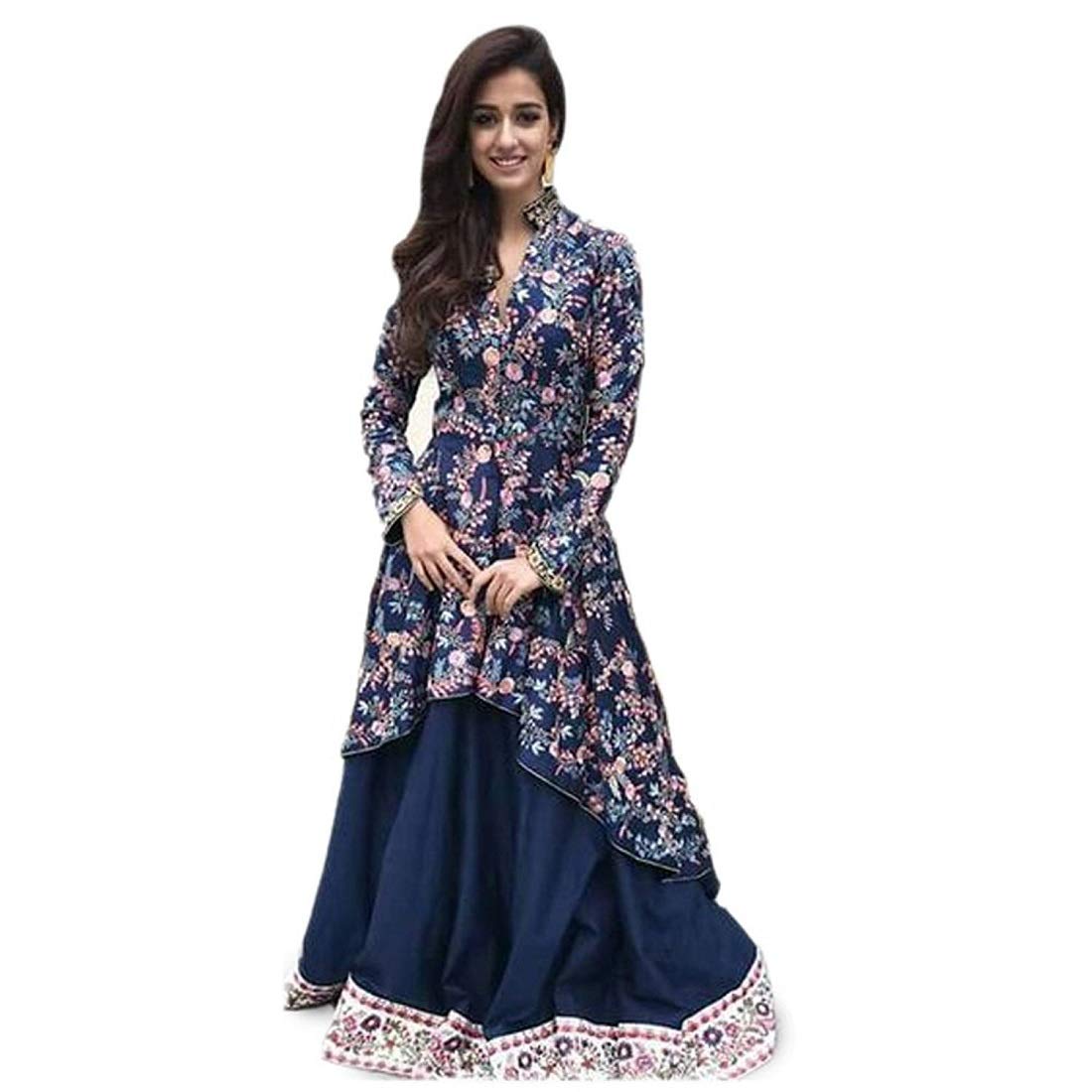 jk life style women's rayon stitched dress (free size) blue