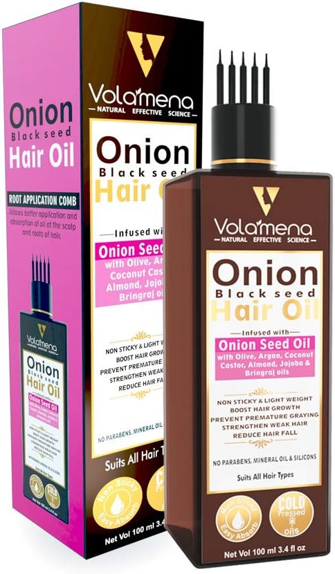Volamena Onion Hair Oil With Onion Black Seed, For Hair Growth and Control Hair Fall 100 ml