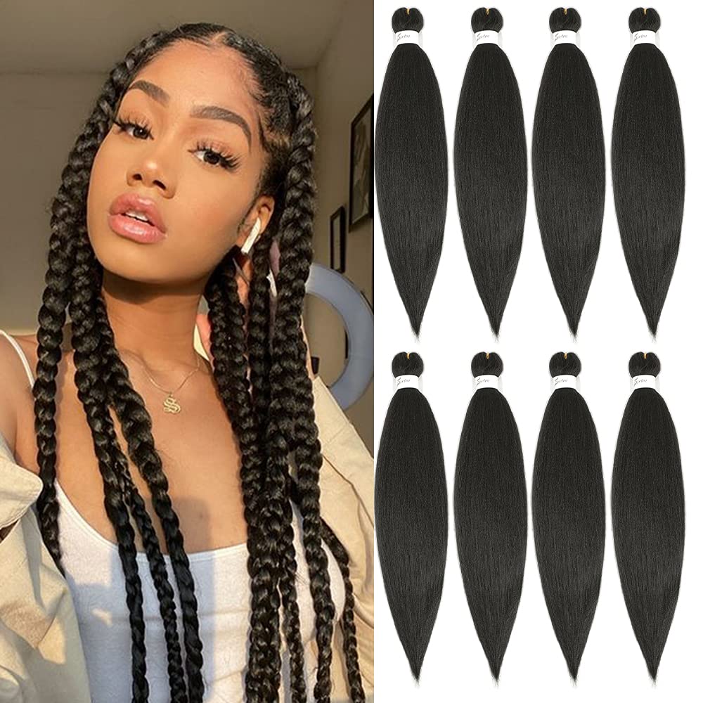 X-Tress Synthetic Hair Extensions for Braiding 8packs/lot 24"Professional Pre-stretched Braiding Hair Soft Yaki Hair Bundle for Braiding Dark Brown Easy Braids Hot Water Setting Crochet Braid(#2)