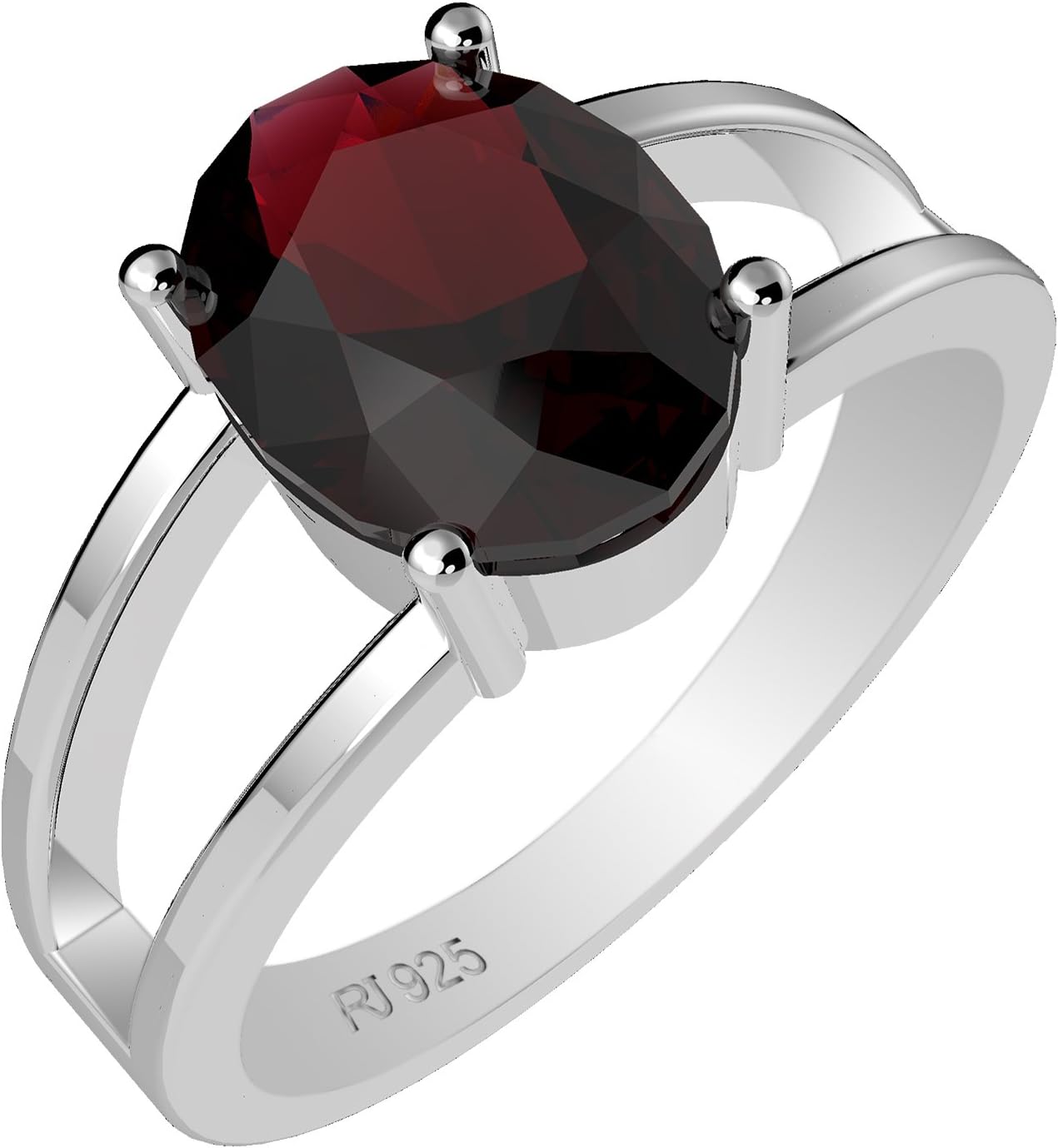2.15ctw Genuine Garnet Oval & Solid .925 Sterling Silver Rings