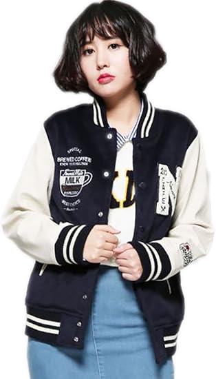 Amazon ﾊﾋﾞｰ Habille レディース ストリート系 原宿 韓国 スタジャン ブルゾン アウター 異素材ミックス フェイクレザー ゆったり L ネイビー コート ジャケット 通販