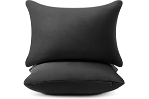 AM AEROMAX 12 × 20 Pillow Insert (Pack of 2) Memory Foam Lumbar Support Throw Pillow Sham Rectangular for Decorative Cushion Bed Couch Sofa Without Deform After Longtime Use(Black)