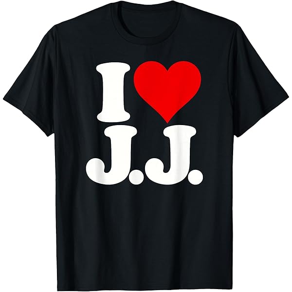 Amazon.com: I Love Heart J.J. JJ J J Initials T-Shirt : Clothing
