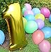 Large Shiny Gold Mylar Foil 40 Inch Number 1 Balloon by PartyPlace, 1st Birthday Decorations foil balloon for wonderful party decor