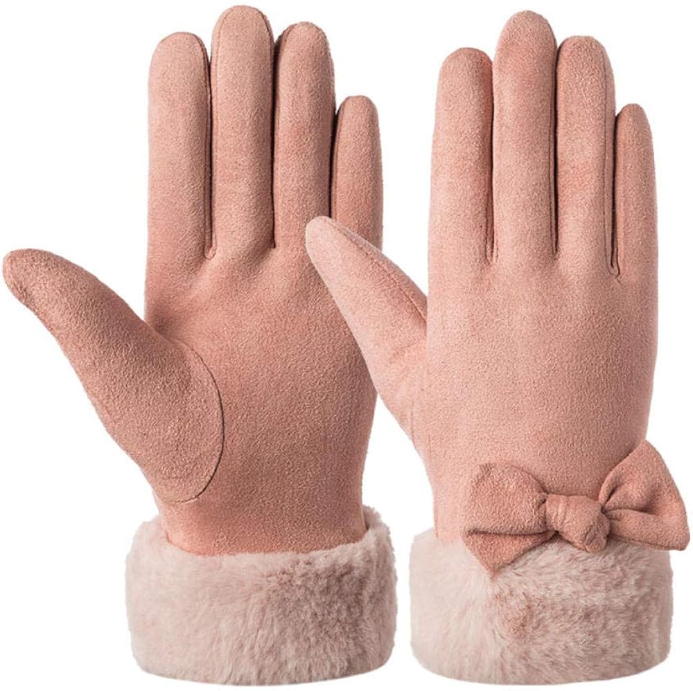 1 par de guantes de invierno para mujer/niña tela de gamuza guantes