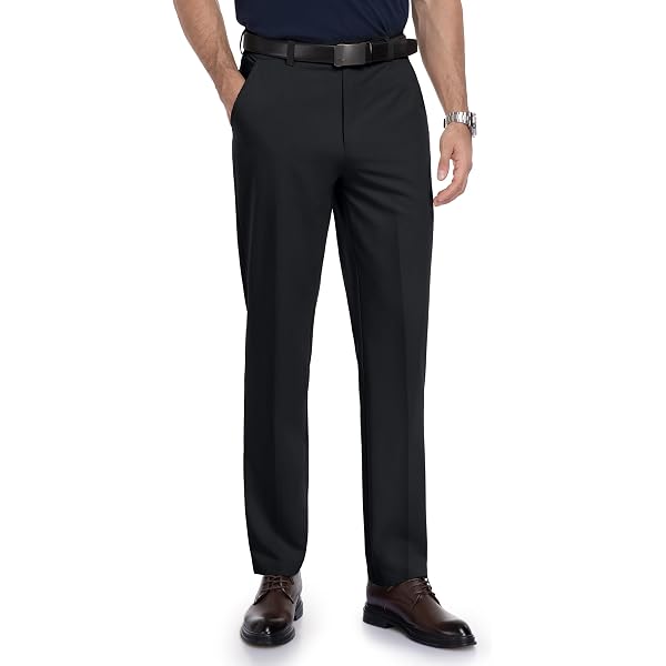 Men's Trousers High Waist Straight Legs Premium No Iron Classic Pleat Front  Pants Relaxed Fit Comfort Pants Pleated (Black,29) at Amazon Men's Clothing  store