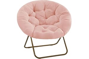 UOCFYK Comfortable Cozy Faux Fur Disc Chair Foldable Feature for Bedroom, Living Room and Dorm, Adult-Sized Relaxation, Pink