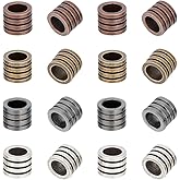 UNICRAFTALE 16Pcs 4 Colors 304 Stainless Steel Beads Grooved Column Beads Tube Spacer Beads Metal Loose Beads Large Hole Beads for DIY Bracelet Necklace Jewelry Making 10mm