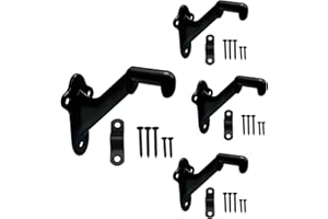 QCAA HandRail Brackets, 3", Zinc Die Cast, Matte Black, 4 Pack, Made in Taiwan