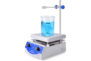 Slendor Magnetic Stirrer Hot Plate Mixer 3000ml Stirring Capacity 6.7 x 6.7 inch Max 520°F Hotplate and 100-2000 RPM Stirrer, Stirring Bar & Support Stand Included