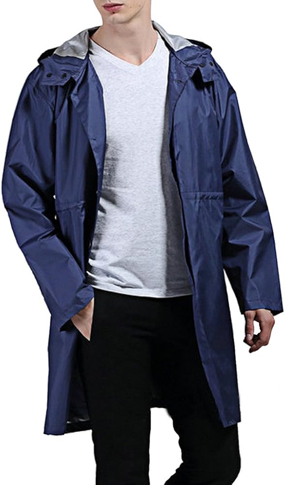 navy blue raincoat with hood