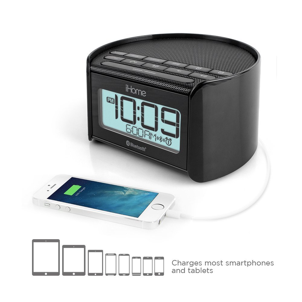 iHome iBT230 Bluetooth Bedside Dual Alarm Clock Radio with Speakerphone