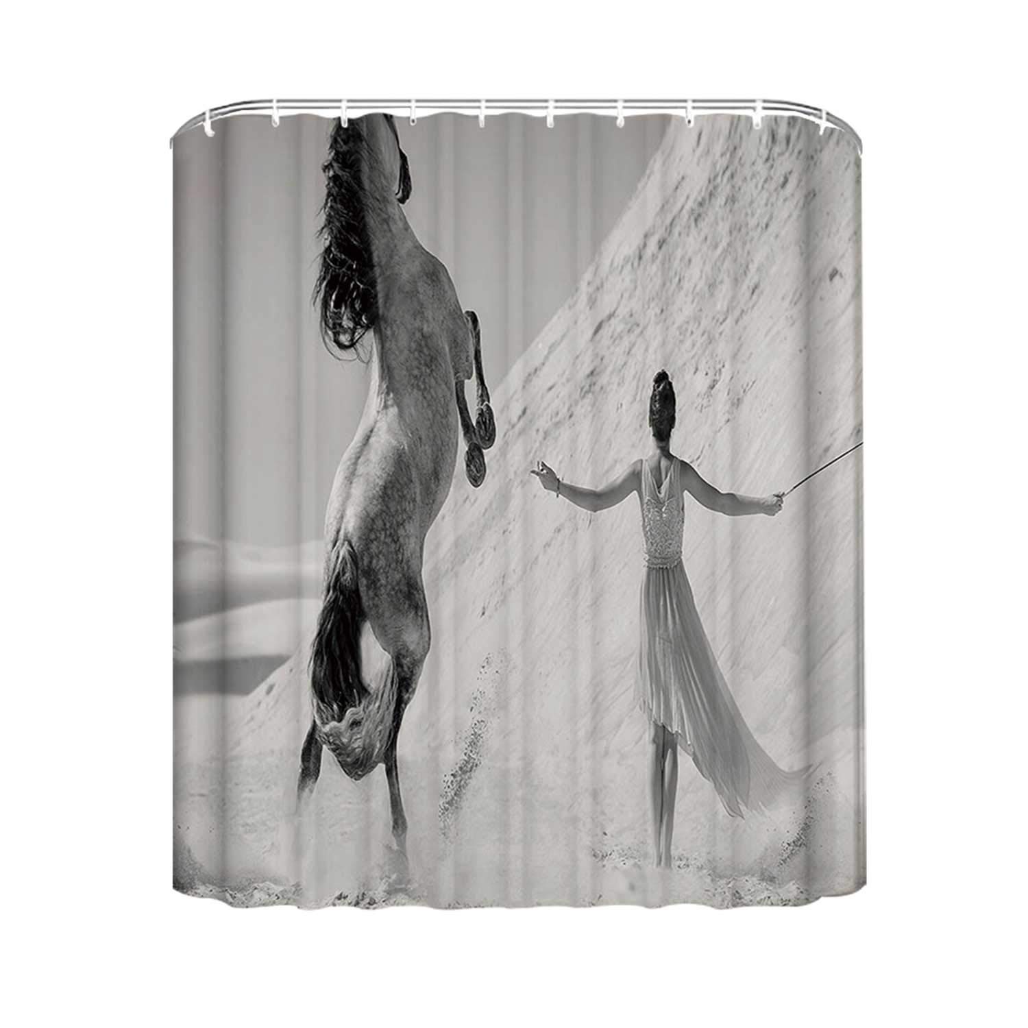 Amazon Com Yoliyana Black And White Simple Shower Curtain Desert