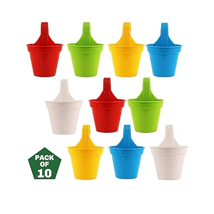 EaglesFord Plastic Small Hook Hanging Pot, Multicolor 20.5 x 14.5 x 8.5 cm, 5 Pieces
