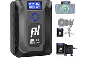 FXLION Nano ONE Upgraded V Mount Battery,50Wh 14.8V 3400mAh V Lock Battery Built-in Wireless Charger,with D-Tap,USB-A,USB-C P